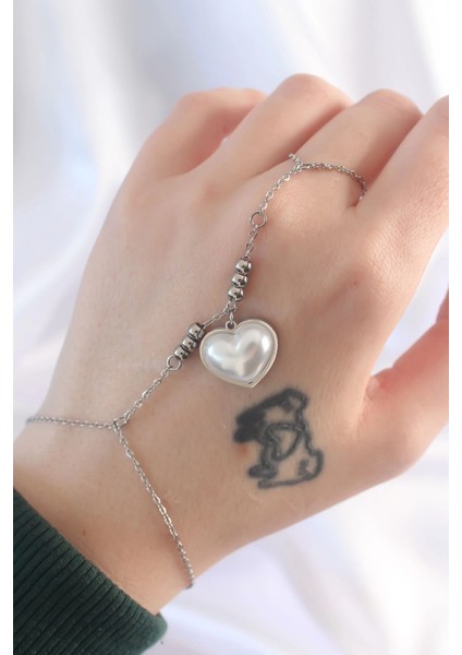 316L Çelik Gümüş Renk Beyaz Bubble Kalp Tasarımlı Şahmeran fiyatları