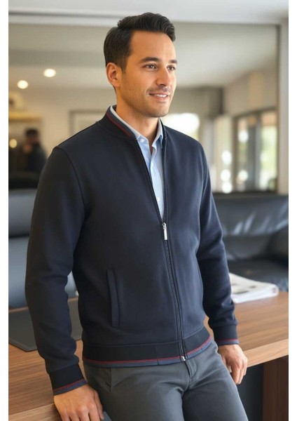 Andy Tam Fermuarlı Sweatshirt Lacivert