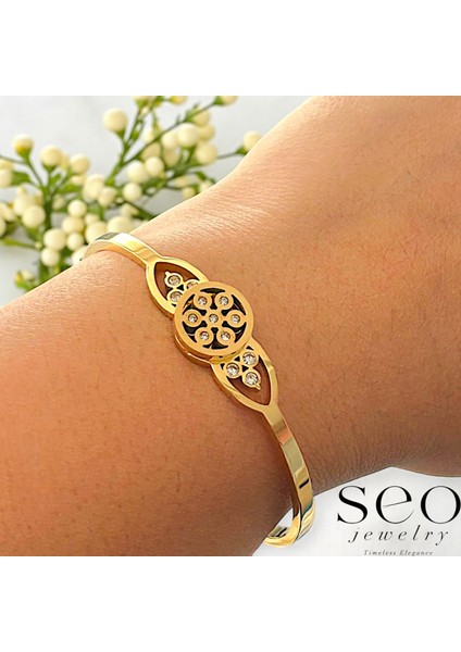 Yaşam Ağacı Sembol Kelepçe Bilezik 14K