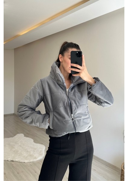 Kadın Fitilli Desen Kadife Kısa Şişme Mont NM005 fiyatları
