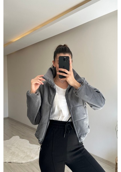 Kadın Fitilli Desen Kadife Kısa Şişme Mont NM005 fırsatları