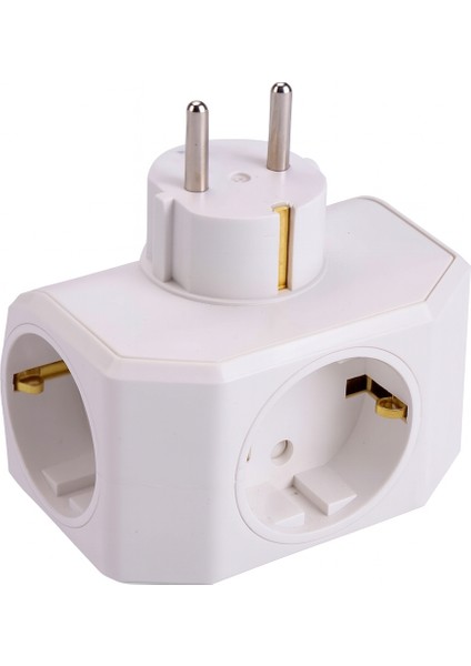 Viko 3’lü Priz Dönüştürücü Adaptör | Topraklı Üçlü Fiş Çoklayıcı | Beyaz Renk | 16A 250V | Elektrik Priz Çoklayıcı