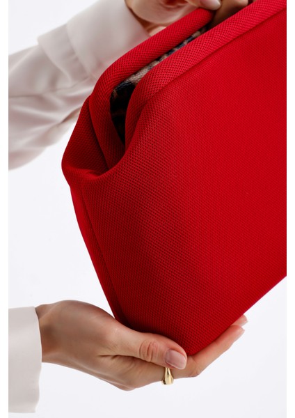 Kadın Kırmızı Clutch Portföy El Çantası