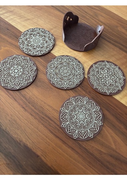 Mandala Bardak Altlığı Seti (7 Parça) - Pla Malzeme - Dekoratif Masaüstü fırsatları