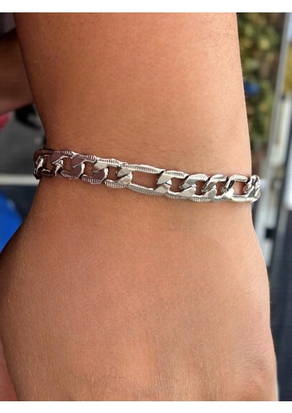 Silver Çelik Zincir Bileklik Unisex