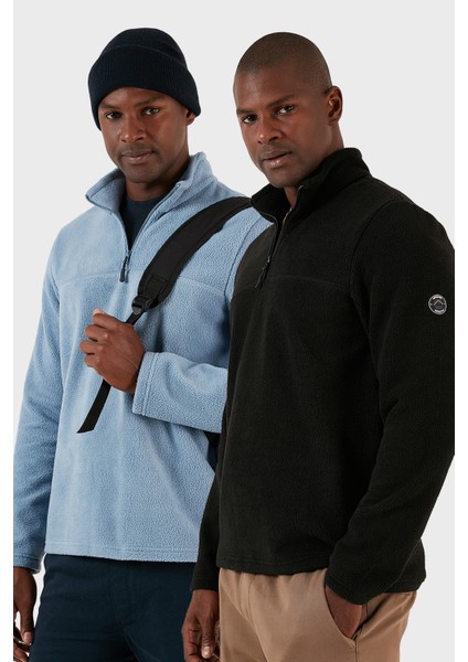 Slim Fit Yarım Fermuarlı Yumuşak Dokulu Şardonlu 2'li Paket Polar Erkek Polar 59060011S2