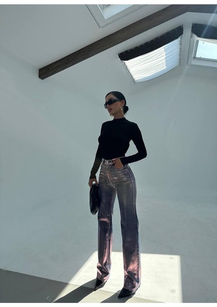 Gümüş Varaklı Palazzo Kot Pantolon Jeans fırsatları