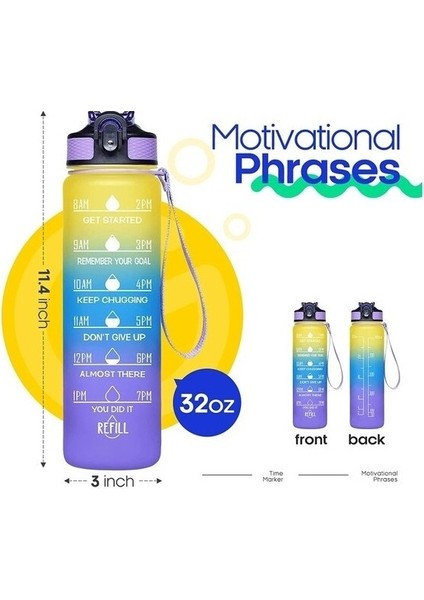 Sızdırmaz Spor Su Şişesi -1 Lt. Sarı - Mor (Yurt Dışından) fiyatları