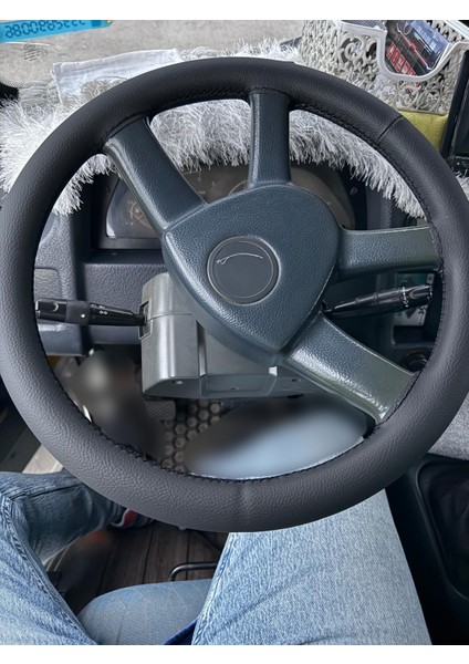 Dikişli Direksiyon Kılıfı Siyah Deri Siyah Dikişli Karsan J9 J10 Için (Karsan Jest E Uymaz)