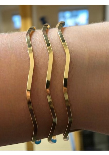 Zikzak Ajda Bilezik 3 Adet Çelik Altın Kaplama fiyatları