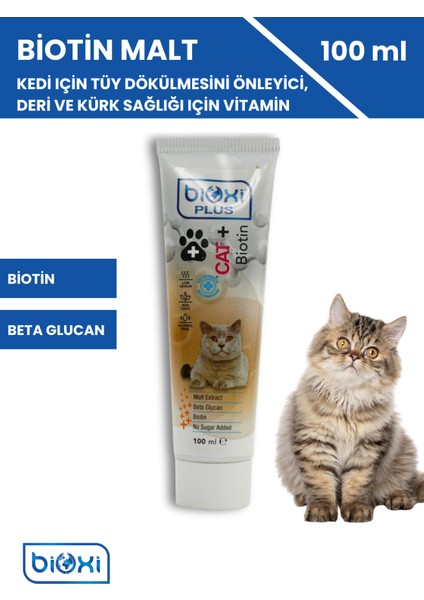 Kedi İçin Tüy Dökülmesini Önleyici, Kedi Deri ve Kürk Sağlığı İçin Vitamin Desteği, Biotin 100 gr