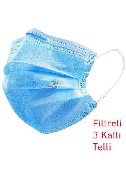Telli 3 Katlı Cerrahi Maske 50 Adetx 2 Kutu