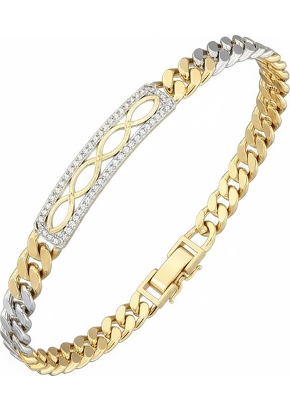 Vıp Goldrose-Gümüş Renk Pırlanta Işlemeli Bileklik