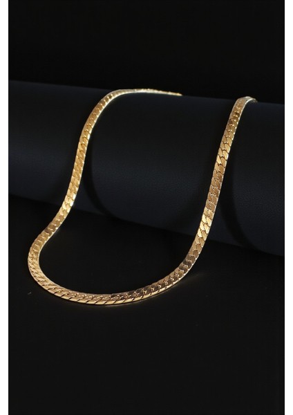 Gümüş Kaplama 316 L Paslanmaz Çelik Ezme Gurmet Sık Örme Italyan Model Zincir Kolye 5 mm Gold