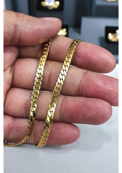 Gümüş Kaplama 316 L Paslanmaz Çelik Ezme Gurmet Sık Örme Italyan Model Zincir Kolye 5 mm Gold fırsatları