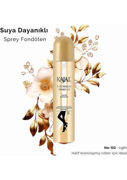Sprey Bacak Fondöteni No:102 75 ml - Suya Dayanıklı Cilt Tonu Eşitleyici Spray On Leg Foundation