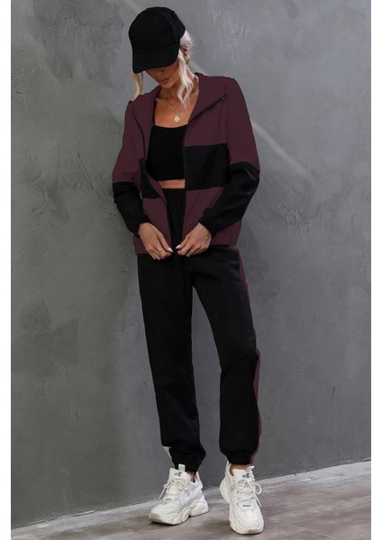 Kadın Uzun Kollu Kapşonlu Önden Fermuarlı Viskon Iki Iplik Bluz ve Pantolon Ikili Takım modelleri