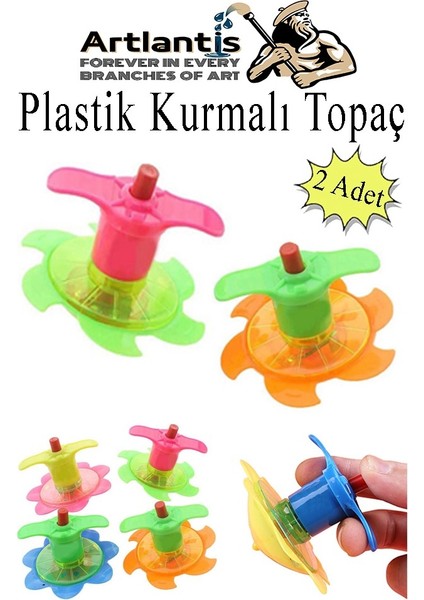 Plastik Topaç 2 Adet Plastik Kurmalı Topaç Dönen Topaç Hediye Çocuk Oyuncak Okul Sınıf Karne Hediyesi