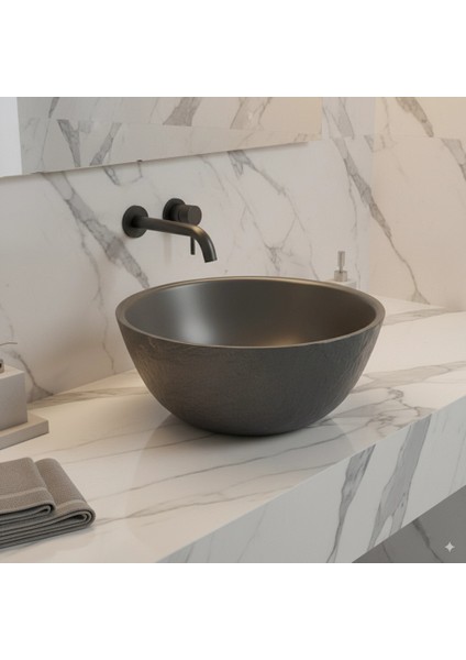 The Stone Matt White Nero Solid Lavabo