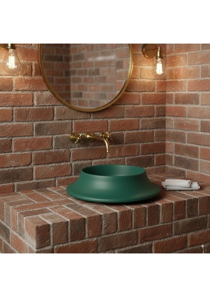 Pearl Volcano Matt Leaf Green Solid Lavabo fırsatları