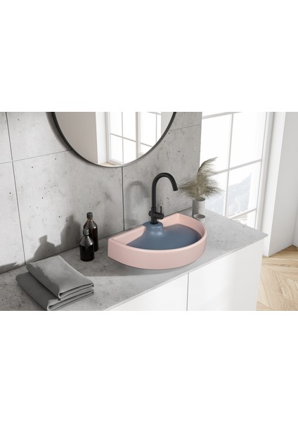 Pearl Unique Mat Pink -Mat Gray Solid Lavabo modelleri