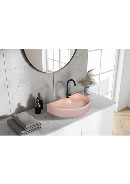 Pearl Unique Mat Pink Full Solid Lavabo modelleri