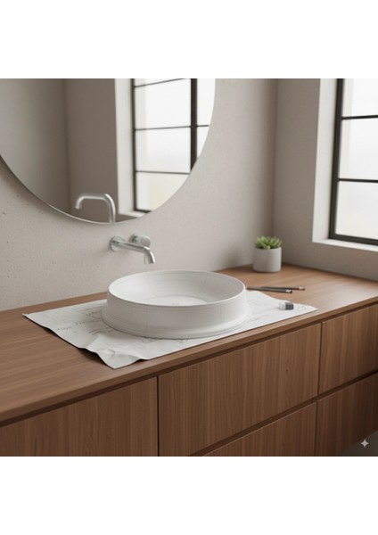 Pearl Bead Matt White Solid Lavabo