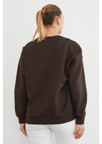 3 Iplik Taşlı Kalp Detaylı Oversize Sweatshirt indirimleri