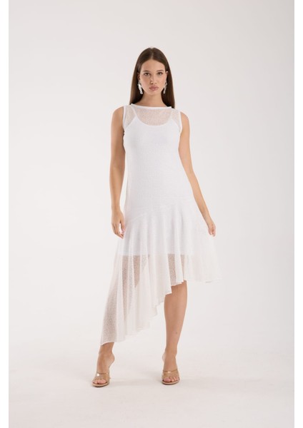 Eteği Volanlı Uzun Elbise