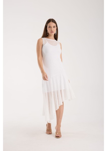 Eteği Volanlı Uzun Elbise