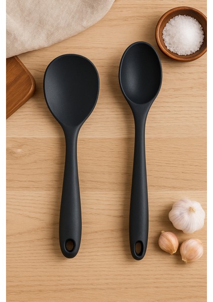 🖤 2’li Siyah Servis Kaşığı Seti – Isıya Dayanıklı, Ergonomik ve Şık Tasarım indirimleri