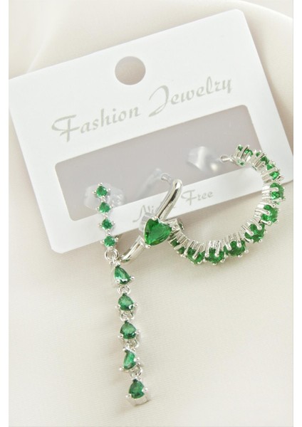 Wizard 3 Adet Kalp Zirkon Taşlı Küpe-Sarı