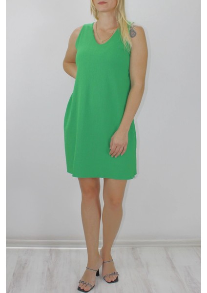 Krinkıl V Yaka Elbise Yeşil - 128.275. fiyatları