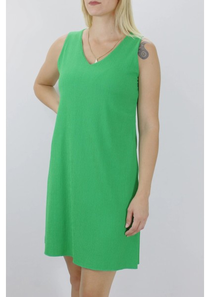 Krinkıl V Yaka Elbise Yeşil - 128.275. modelleri