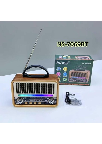 NS-7069 Orta Boy Retro, Nostaljik, Ahşap Tasarım Bluetooth Hoparlörlü, Şarjlı, Taşınabilir Fm/am Destekli Radyo fiyatları