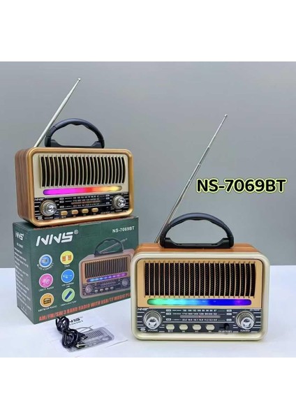 NS-7069 Orta Boy Retro, Nostaljik, Ahşap Tasarım Bluetooth Hoparlörlü, Şarjlı, Taşınabilir Fm/am Destekli Radyo modelleri