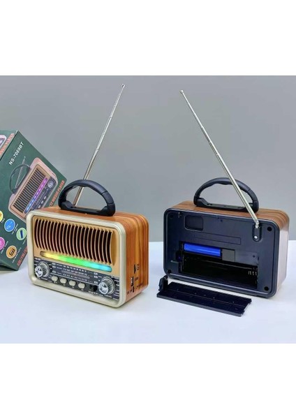 NS-7069 Orta Boy Retro, Nostaljik, Ahşap Tasarım Bluetooth Hoparlörlü, Şarjlı, Taşınabilir Fm/am Destekli Radyo fırsatları