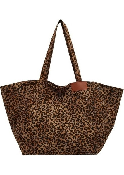 Şık Leopar Desenli Tote Çanta, Büyük Kapasiteli Omuz Çantası (Yurt Dışından)