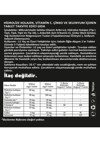 Zeus Nutrition Collagen Life 5 Tip Kolajen Tip 1, Tip 2, Tip 3, Tip 5 ,tip 10, ( Selenyum , C Vitamini ve Çinko ) 30 Kapsül fiyatları