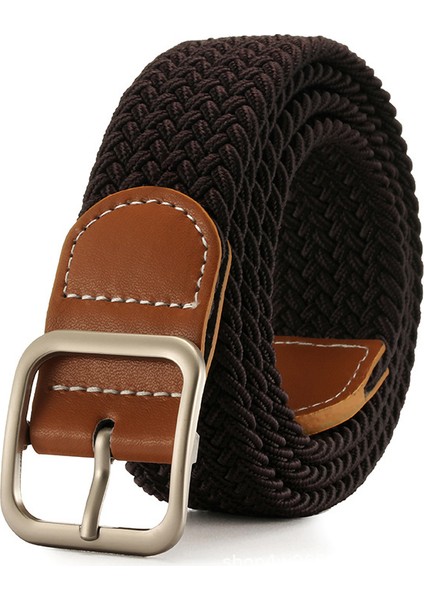 Kare Toka Deliksiz Bayan Kanvas Kemer Erkek Rahat Elastik Streç Iğne Toka Kemer (Yurt Dışından)