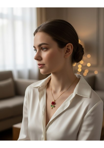 Rosea Çelik Gold Kolye