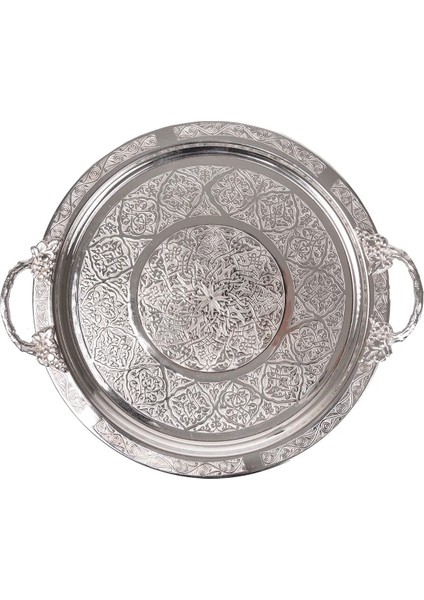 Bakır 29CM El Işi Sunum Servis Tepsisi 29CM Otantik Görünümlü Kulplu modelleri