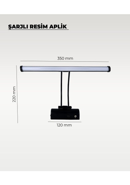 Şarjlı Siyah Flüt Aplik 3200K Sarı Işık – Elektrik Gerektirmez fiyatları