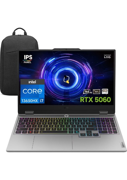 Loq 15IRX10 Intel Core I7 13650HX 16GB 2tb SSD Rtx 5060 8gb (100W) 15,6" Fhd 144Hz IPS Panel Windows 11 Pro Taşınabilir Bilgisayar 83JE00ETTR Snertech Çanta