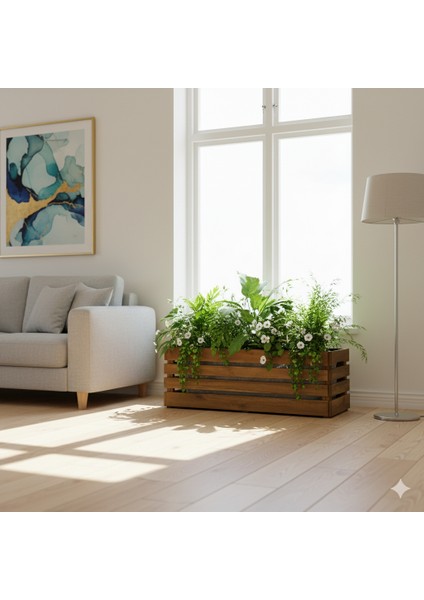 Masif Ahşap Dekorasyon Çiçeklik Saksılık 27*27*72