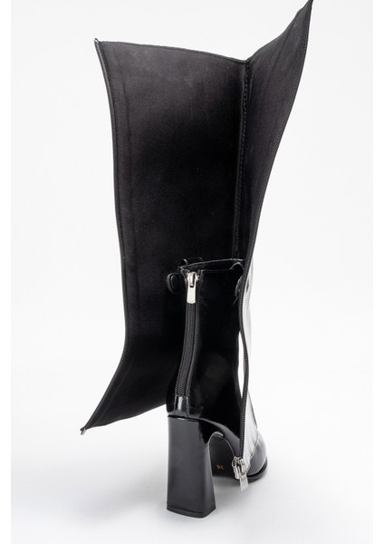 Aja Siyah Kadın Kalın Topuklu Çizme Olabilen Bot