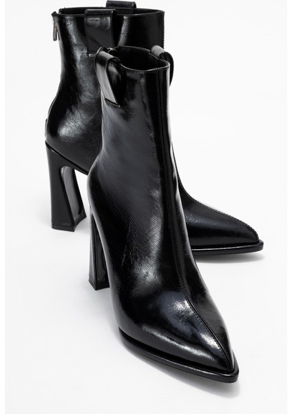 Aja Siyah Kadın Kalın Topuklu Çizme Olabilen Bot