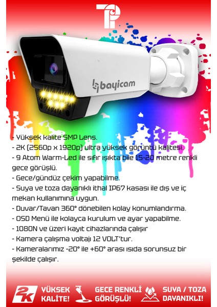 8 Kameralı Süper 4 İç Kamera Set HDD'siz 5 MP 2K Net Renkli Gece Görüşlü Güvenlik Kamerası Sistemi fiyatları