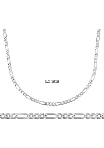4.2 mm Gümüş Figaro Zincir - 120 Mikron