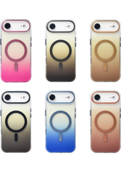 Apple iPhone 17 Air Kılıf M-Safe Şarj Özellikli Transparan Renk Geçişli Zore Toros Kapak Siyah modelleri